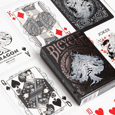 Bicycle Dragon Black Playing Cards - Brown Bear Magic Shop