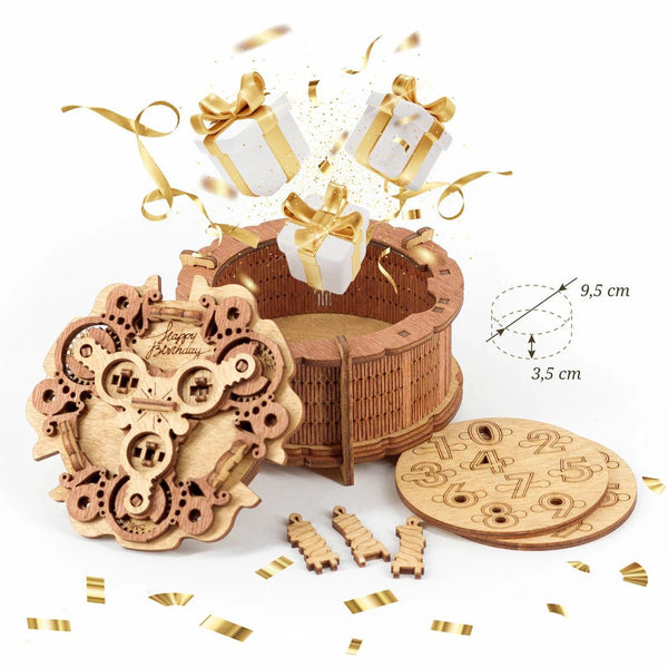 Birthday Cake Gift Puzzle Box - Brown Bear Magic Shop