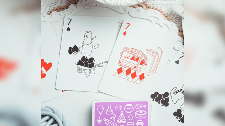 Diary of Kitten and Puppy - Kitten Purple Edition Playing Cards - Brown Bear Magic Shop