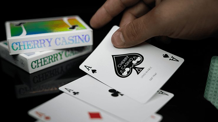 Cherry Casino Sands Mirage Holographic Playing Cards - Brown Bear Magic Shop