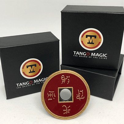 Dollar Size Chinese Coin (Red) by Tango (CH032) - Brown Bear Magic Shop