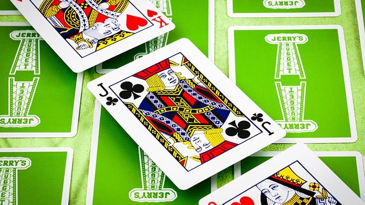 Jerry's Nugget Monotone (Metallic Green) Playing Cards - Brown Bear Magic Shop