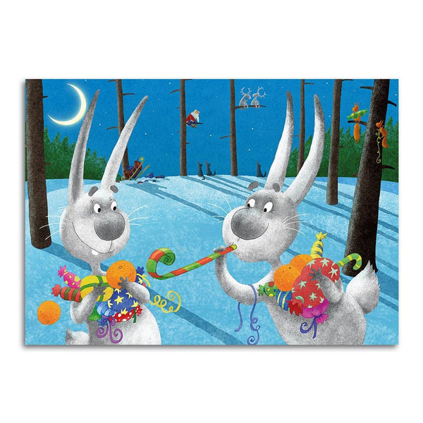 Merry Christmas and Happy New Year, Rabbits! , 195 wooden puzzles with a frame - DaVICI - Brown Bear Magic Shop