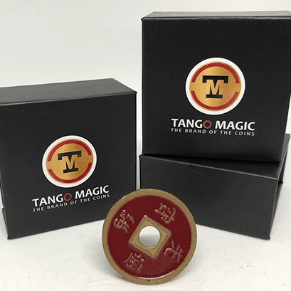Normal Chinese Coin made in Brass (Red) by Tango -Trick (CH011) - Brown Bear Magic Shop