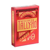 Tally-Ho Red Circle Back MetalLuxe Playing Cards - Brown Bear Magic Shop