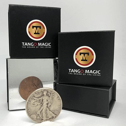 Tango Silver Line Copper and Silver Walking Liberty/English Penny (w/DVD) (D0120) by Tango - Brown Bear Magic Shop