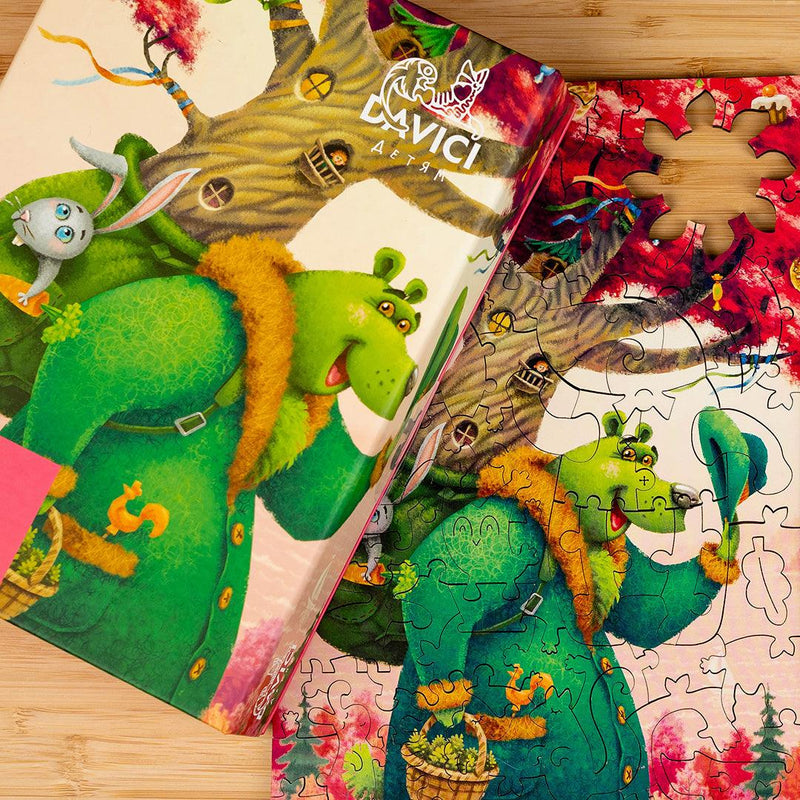 The Green Bear, 80 wooden puzzles - DaVICI - Brown Bear Magic Shop